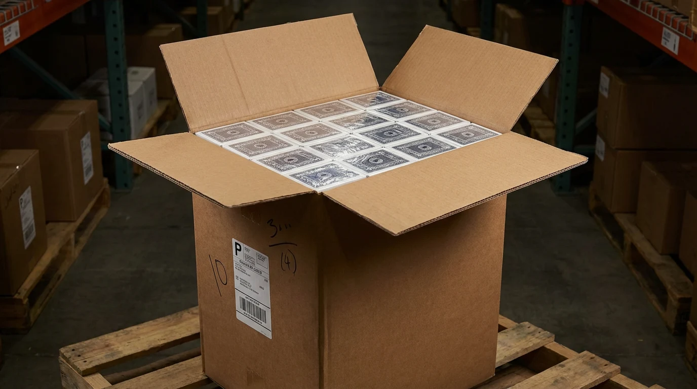 Waddingtons wholesale outer box containing twelve packs of playing cards