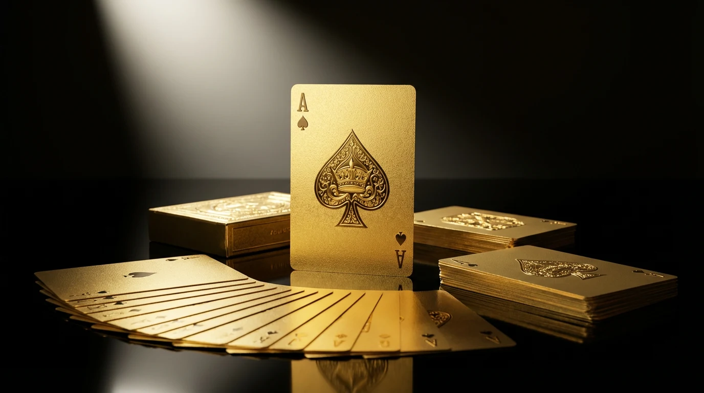 Waddingtons gold metallic special edition playing cards tuck box