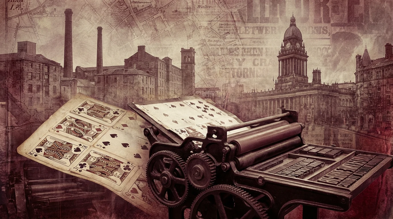 Historical Waddingtons playing cards and British heritage imagery