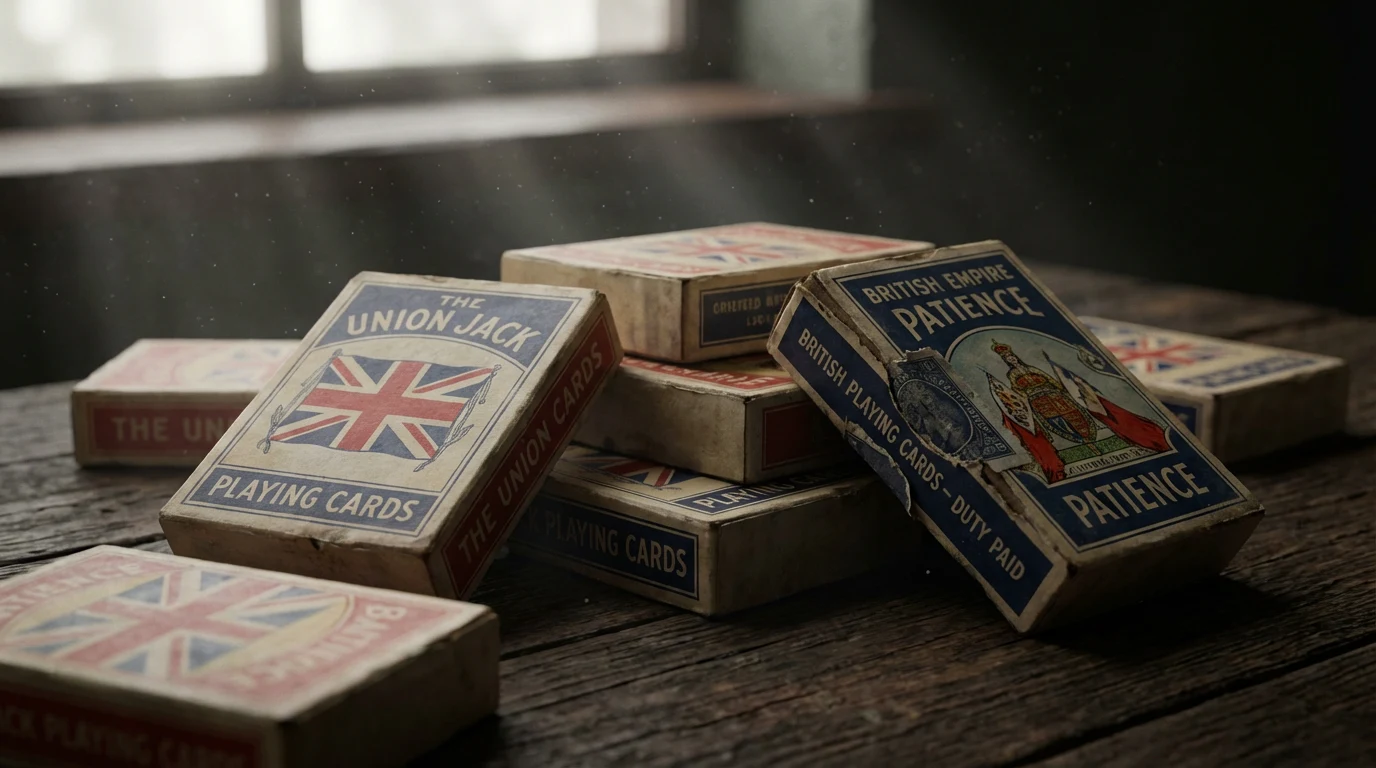 Vintage Waddingtons playing card tuck box with period typography