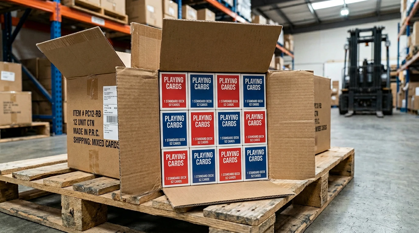 Outer carton containing twelve Waddingtons playing card packs