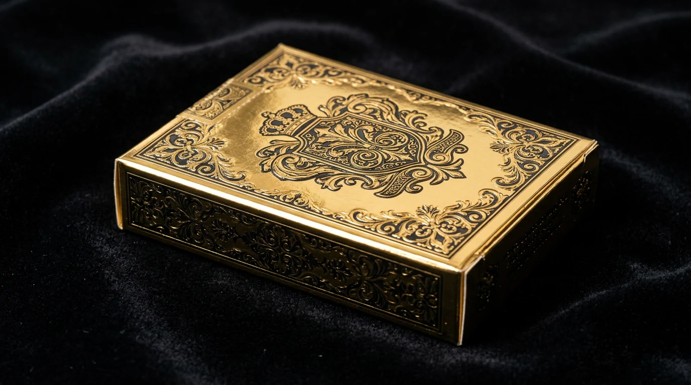 Waddingtons gold themed playing card tuck box with metallic accents