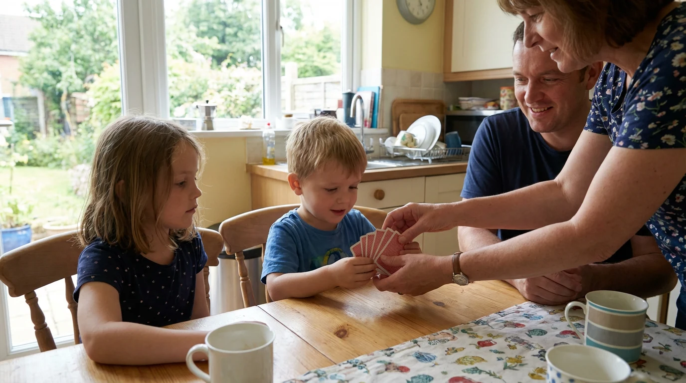 Children learning to shuffle with training cards